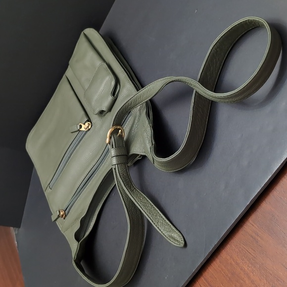 JP Ourse & CIE ,Olive Green Leather Crossbody Bag. - Picture 5 of 16